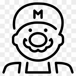Super Mario - Black And White Transparent Game Character Clipart