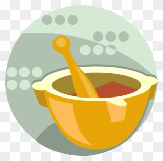 Vector Illustration Of Mortar And Pestle Prepare Ingredients - Dish Clipart
