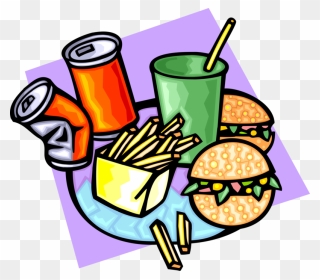 Vector Illustration Of Fast Food Hamburger, French - Junk Food Clip Art - Png Download