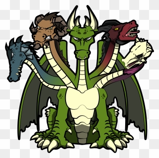 A Depiction Of Besochemps, The 5-headed Dragon - Cartoon Clipart
