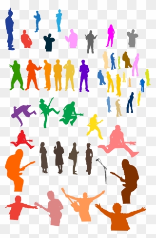 Crowd People Silhouettes - Colorful People Silhouette Png Clipart