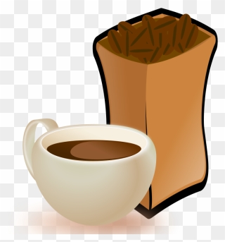 Cup Of Coffee With Sack Of Coffee Beans - Coffee Beans Clip Art - Png Download
