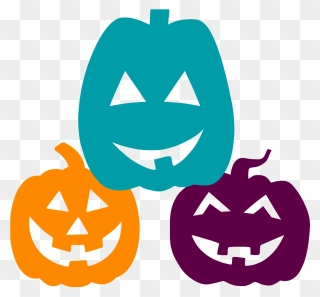 Teal-pumpkin - Halloween Clip Art Colorful - Png Download