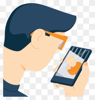 Illustration Of A Dad At Work Looking At His Phone Clipart