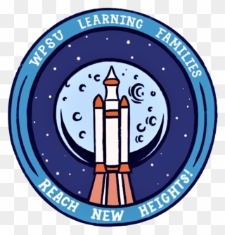 Badge Illustration Of A Rocket In Front Of The Moom - Circle Clipart