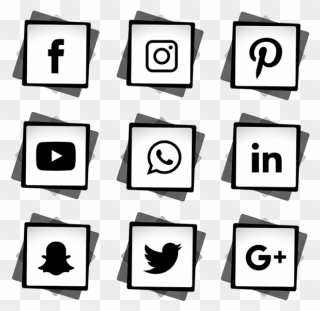 Media Icons Set Social Media Icon White Png- - Social Media Marketing Icon Clipart