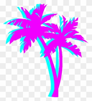 Vaporwave Palm Tree Transparent Background Clipart