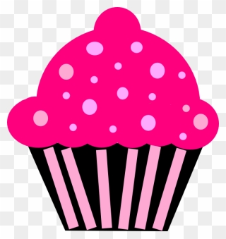 Cupcake Pink Black Clip Art At Clker - Pink Cup Cake Clip Art - Png Download