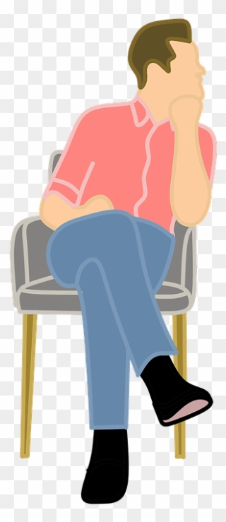 Man Thinking Set - Man Sitting In A Chair Cartoon Clipart
