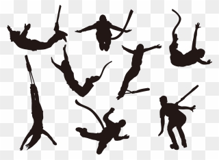Bungee Jumping Silhouettes Vector - Bungee Jumping Silhouette Clipart
