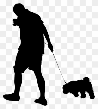 Dog Human Behavior Male Leash - Human Silhouette Walking Dog Png Clipart
