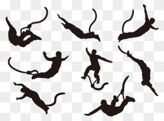 Bungee Jumping Silhouettes Vector - Bungee Jumping Silhouette Clipart