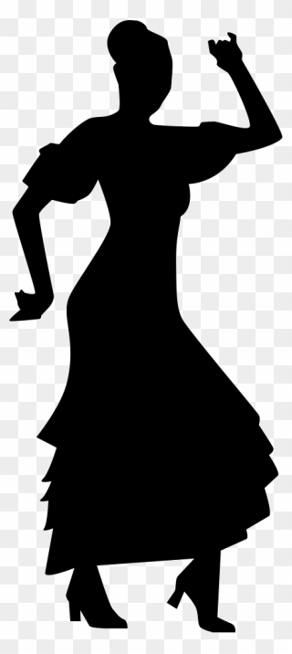 Flamenco Dancer Woman Silhouette - Flamenco Lady Silhouette Clipart