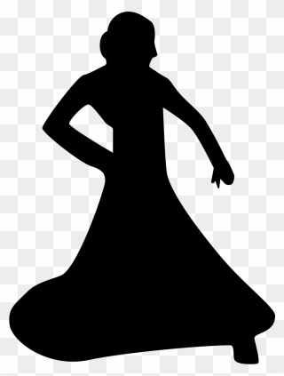 Woman Dancing With Long Dress - Silhueta De Vestido Rodado Png Clipart
