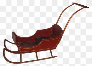 Vintage Push Sleigh Clip Arts - Antique Wooden Childs Sleigh - Png Download