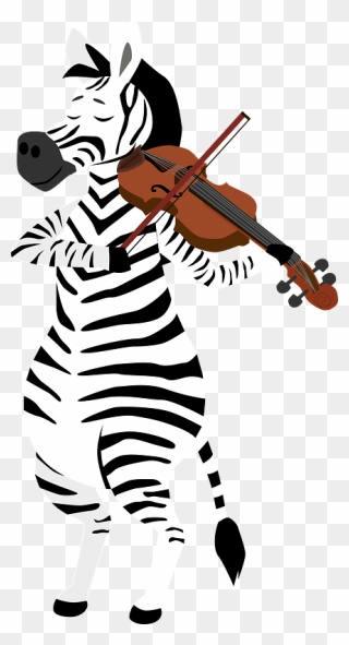 Zebra Playing Violin Clipart - Illustration - Png Download