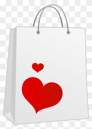 Heart Shopping Valentine Bag Paper Red Icon Clipart - Sac En Papier Saint Valentin - Png Download