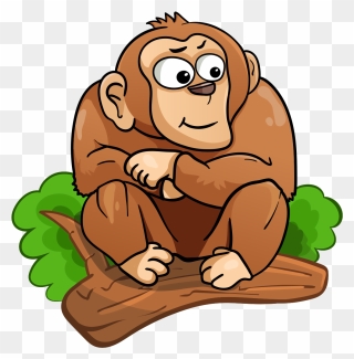 Animated Monkey On The Tree - Cartoon Old Monkey Clipart