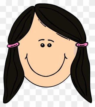Smiling Dark Hair Girl Svg Clip Arts - Brown Haired Cartoon Girl - Png Download