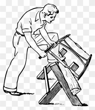 Sawing - Wood Saw Drawing Clipart