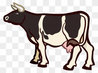 Cow2 - Coloured - Cow Cartoon Black And White Clipart