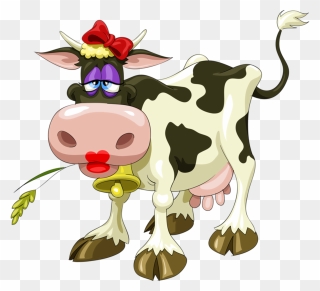Cartoon Cow With Makeup Clipart