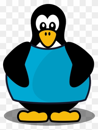 Tux, Penguin, Linux, Blue, Cartoon, Angel, Bird - Penguin Wearing A Shirt Clipart - Png Download