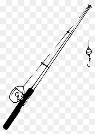 Fishing Pole Black And White Clipart - Png Download