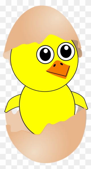 Funny Chick Cartoon Newborn Coming Out From The Egg - New Born Egg Clip Art - Png Download