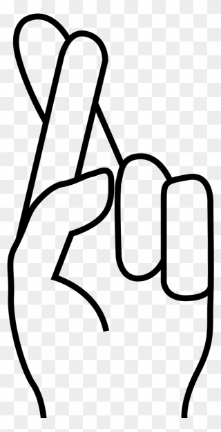 Crossed Finger Line Drawing Clipart