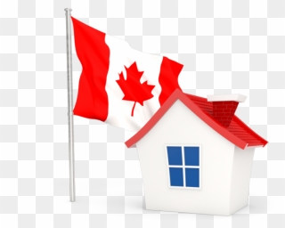 House With Flag - Canada Flag And House Clipart