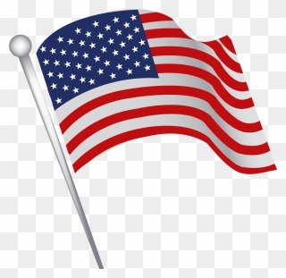 Transparent Fourth Of July Banner Clipart - American Flag Waving Cartoon - Png Download