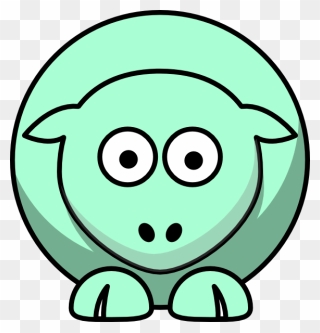 Sheep Looking Straight Pastel Green Svg Clip Arts - Black And White Cartoon Animals - Png Download