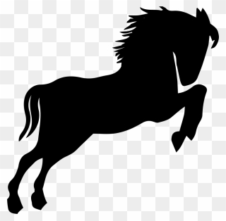 Wild Horse Black Silhouette Looking To Right Standing - Wild Horses Silhouettes Png Clipart
