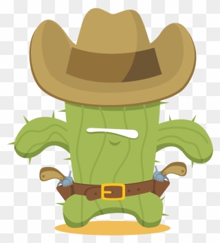 Cowboy Clipart Cactus - Cactus With Cowboy Hat Clipart - Png Download