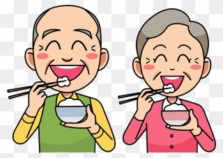 Old Couple Eating Clipart - Eat Rice Cartoon Png Transparent Png