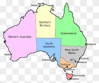 Australia Transparent States - Australia Map States And Capitals Clipart