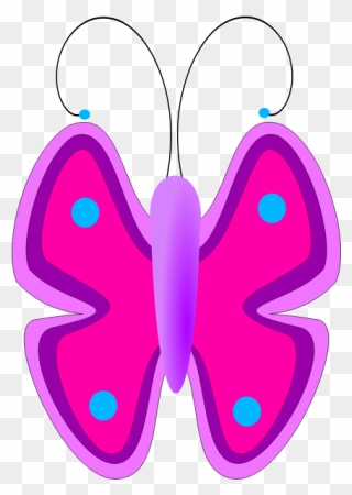 Cartoon Pink Vector Image - Pink Butterfly With Transparent Background Clipart - Png Download