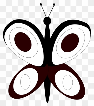 Little Butterfly Black White Line - Clip Art - Png Download