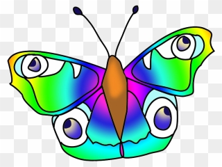 Green Blue Butterfly With Eyes - Brush-footed Butterfly Clipart
