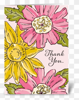 Floral Thank You Greeting Card - Sunflower Clipart