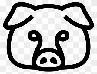 Pig Outline Png - Black And White Pig Face Clipart Transparent Png