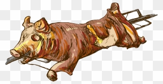 Pig Roast Suckling Pig Roasting Illustration - Roasted Pig Png Clipart