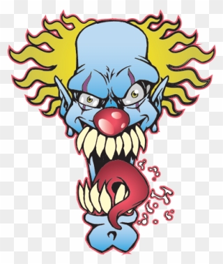 Mad Scary Clown Head - Cartoon Clipart