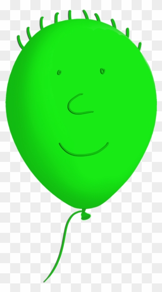 Green Funny Balloon Face - Single Green Balloon Clipart - Png Download