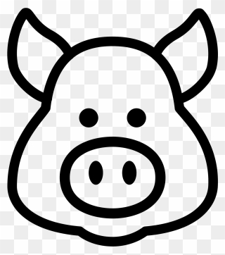 Domestic Pig Computer Icons Symbol - Simple Pig Head Drawing Clipart