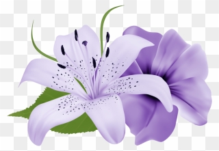 Purple Deco Flowers - Flowers Png Hd Single Clipart
