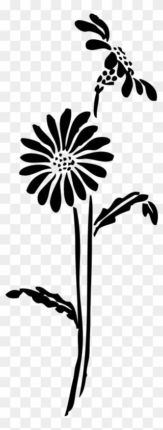 Flower With Stem Silhouette Clipart