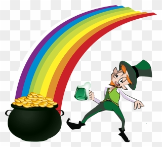 Leprechaun Rainbow Clipart - Rainbow And Pot Of Gold Png Transparent Png