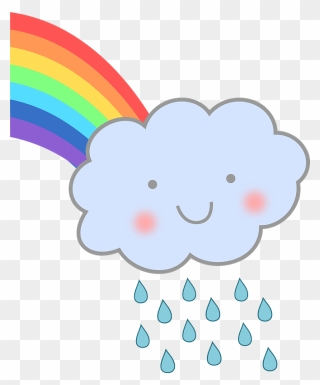 Cute Rain Cloud With Rainbow Clipart - Rain Cloud With Rainbow - Png Download